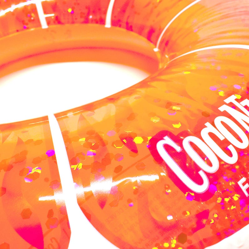 Coconut Float: Pink Grapefruit Glitter - 42"" Pool Float Ring, Inflatable, Anti-Leak, Durable, Party Water Accessory - Image 2